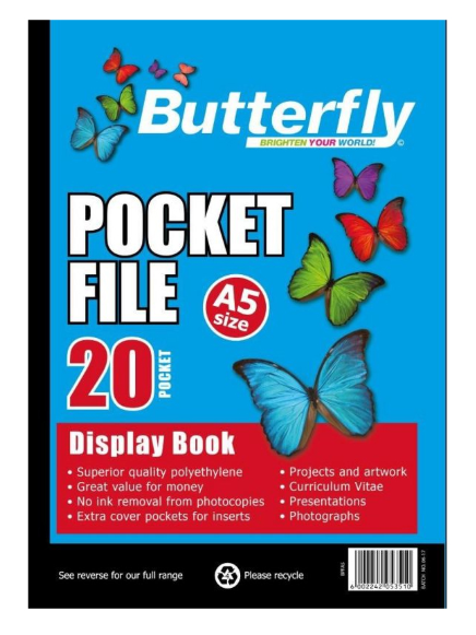 Butterfly – A5 50µm 20 Pocket Display Book